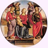 Perugino, Pietro - Madonna Enthroned with Child and Two Saints